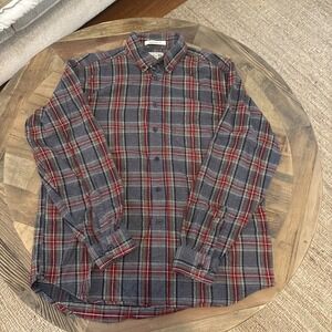 L.L Bean Flannel Shirt Men's M Scotch Plaid Grey Stewart Traditional Fit 228061